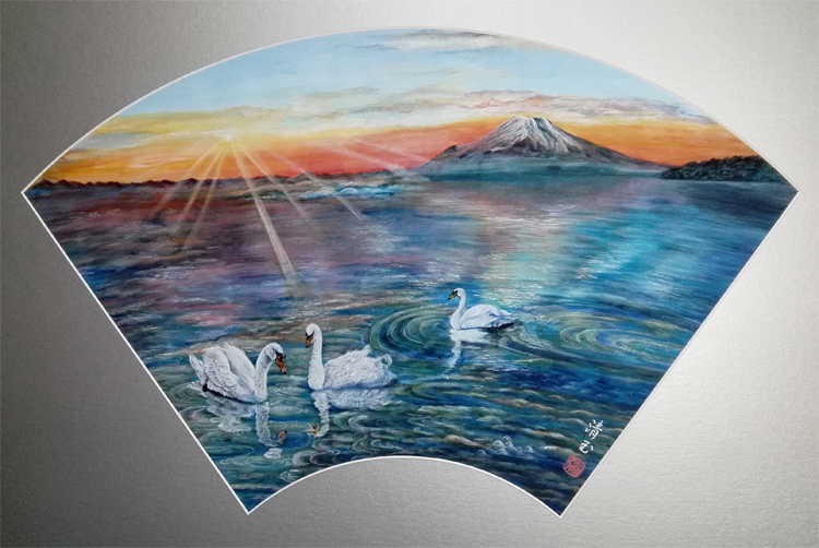 富士の山と白鳥